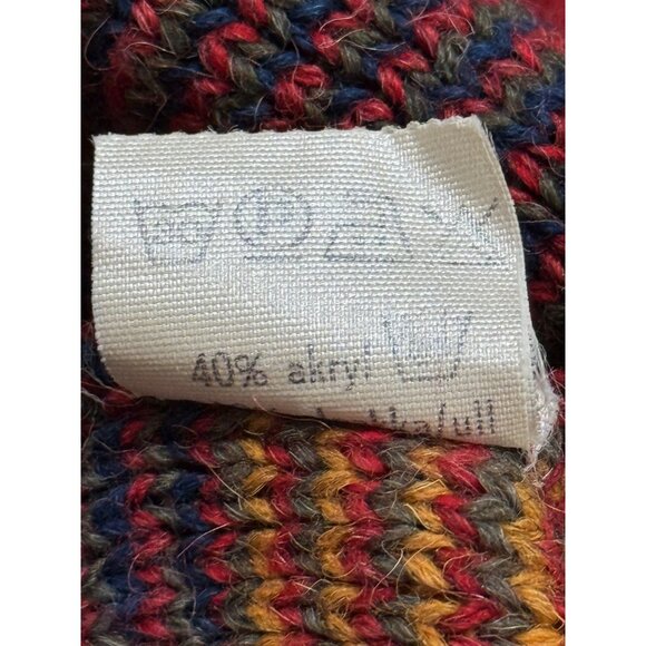 Skjaeveland Trend Cardigan Sweater Button Up Shawl-Collar Red Blue Aztec - Picture 7 of 7